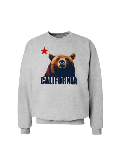 California Republic Design - Grizzly Bear and Star Sweatshirt by TooLoud-Sweatshirts-TooLoud-AshGray-Small-Davson Sales