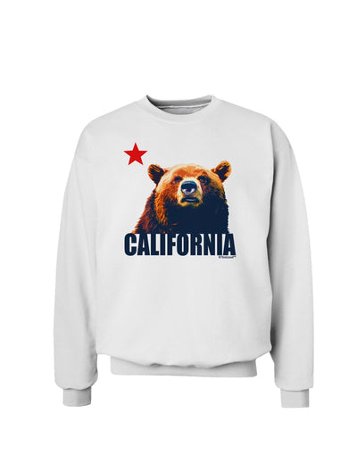 California Republic Design - Grizzly Bear and Star Sweatshirt by TooLoud-Sweatshirts-TooLoud-White-Small-Davson Sales