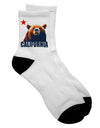 California Republic Grizzly Bear and Star Adult Short Socks - Exclusively Curated by TooLoud-Socks-TooLoud-White-Ladies-4-6-Davson Sales