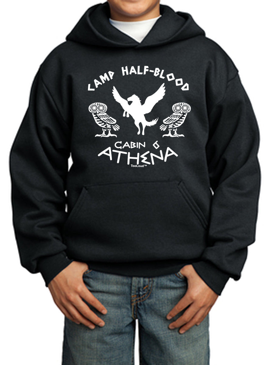 Camp Half Blood Cabin 6 Athena Youth Dark Hoodie Pullover Sweatshirt-Youth Hoodie-TooLoud-Black-XS-Davson Sales
