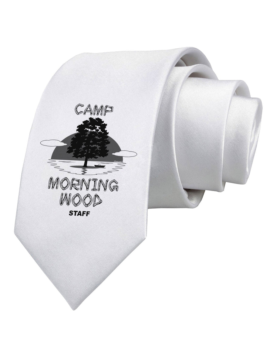 Camp Morning Wood Staff - B&W Printed White Necktie