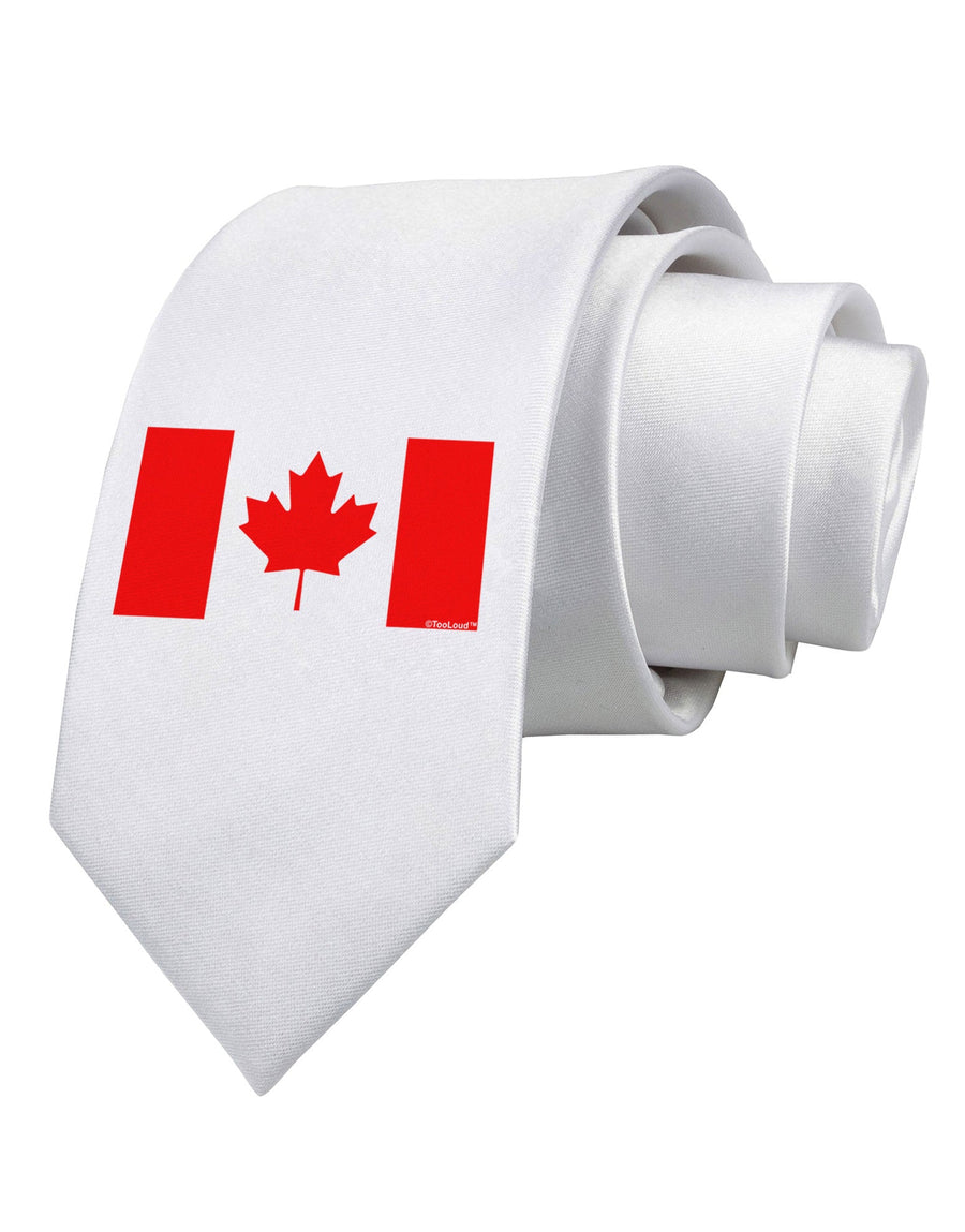 Canadian Flag Maple Leaf Colors Printed White Necktie