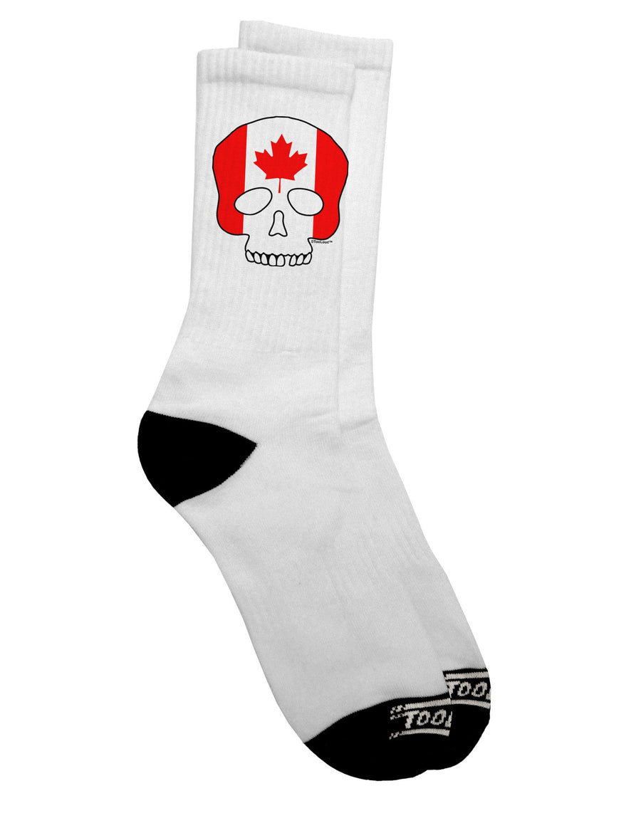 Canadian Skull Flag Adult Crew Socks - Enhance Your Style with a Patriotic Touch - TooLoud-Socks-TooLoud-White-Ladies-4-6-Davson Sales