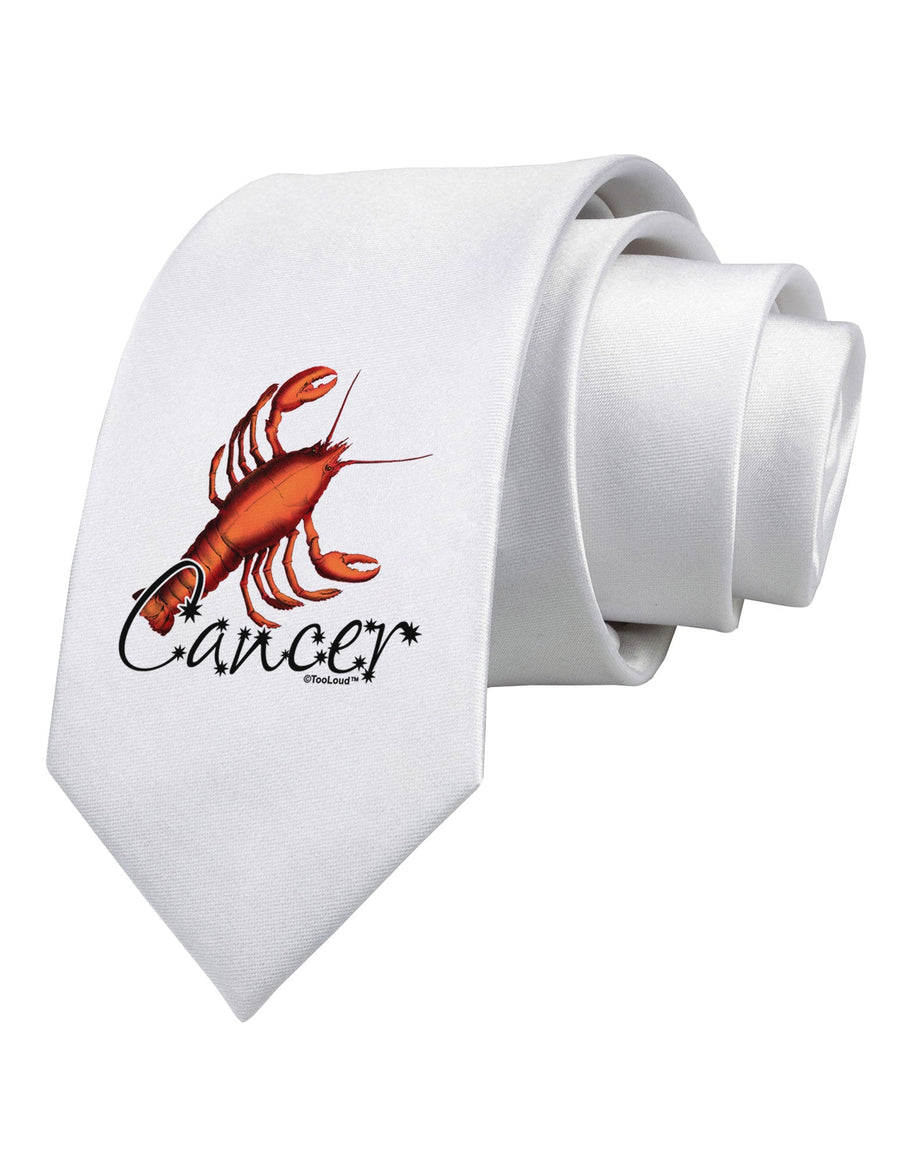 Cancer Color Illustration Printed White Necktie