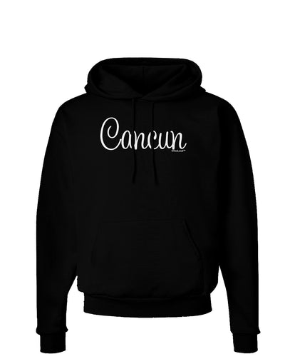 Cancun Mexico - Script Text Dark Hoodie Sweatshirt-Hoodie-TooLoud-Black-Small-Davson Sales