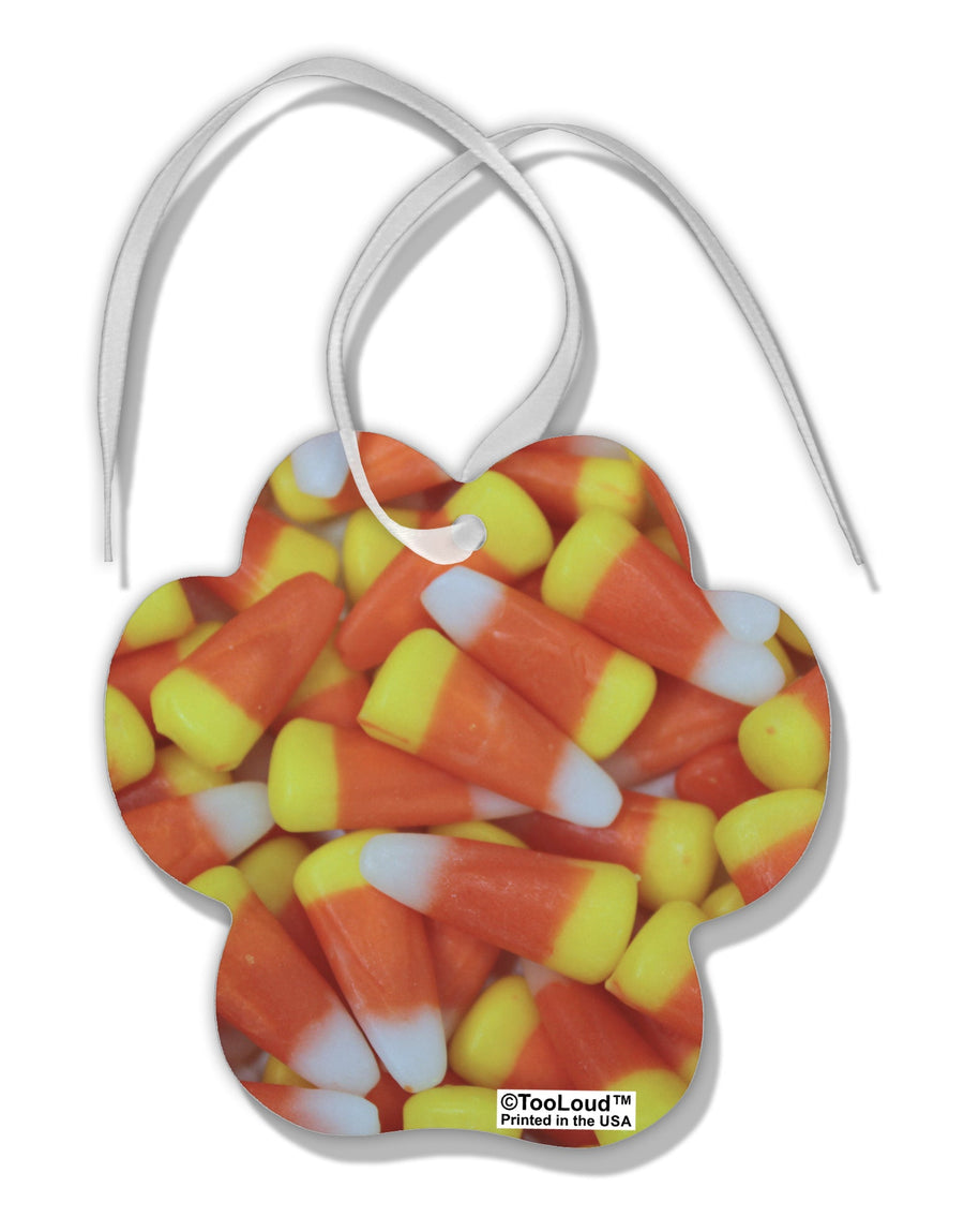 Candy Corn Paw Print Shaped Ornament All Over Print by TooLoud-Ornament-TooLoud-White-Davson Sales