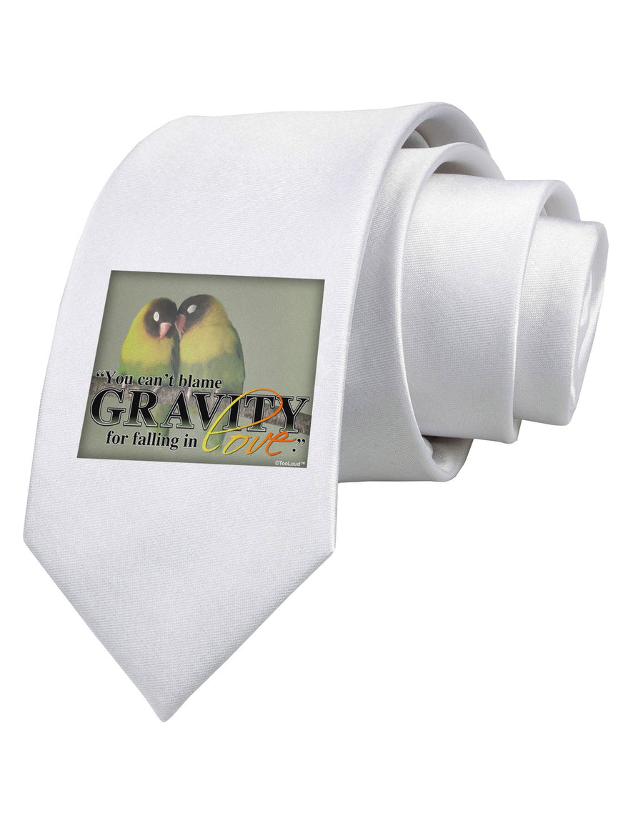 Can't Blame Gravity Printed White Necktie