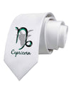 Capricorn Symbol Printed White Necktie