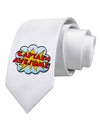 Captain Awesome - Superhero Style Printed White Necktie by TooLoud