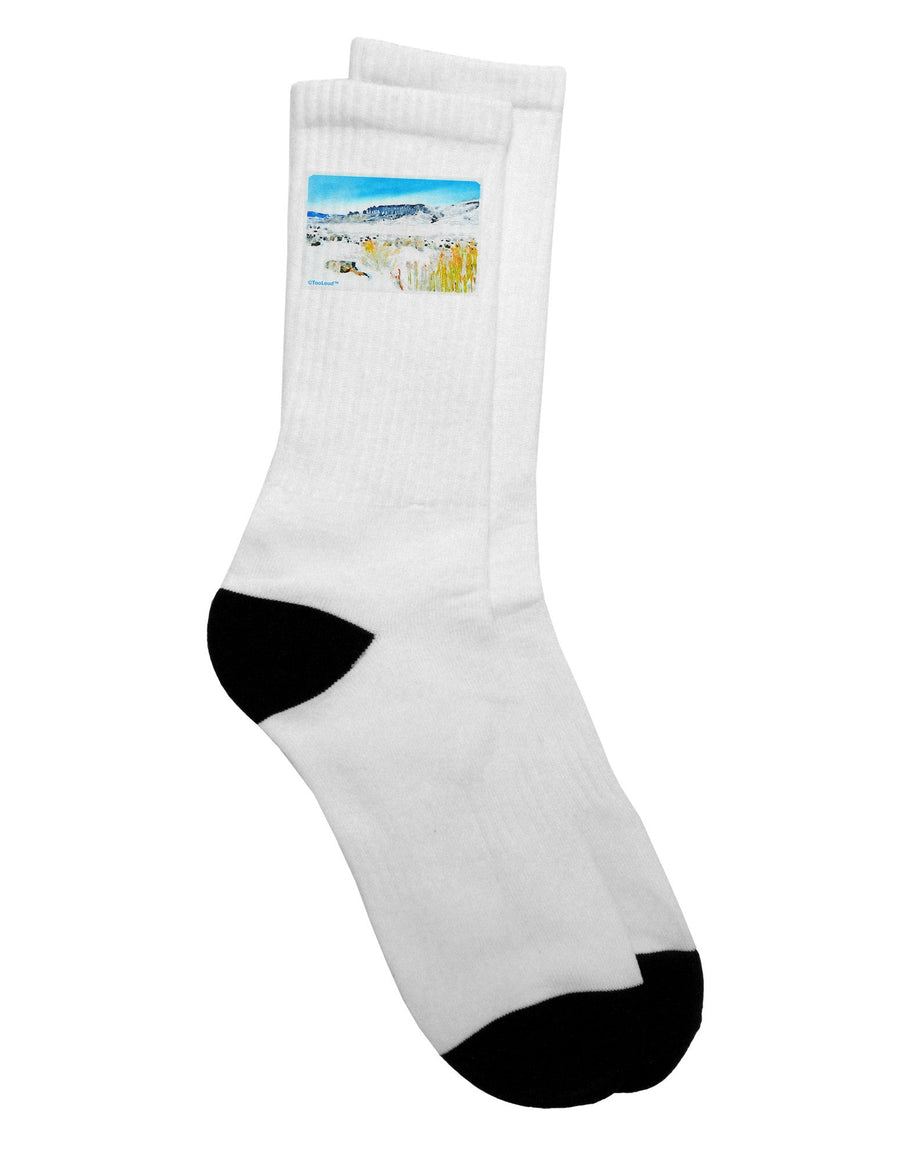 Captivating Colorado Snow Scene Watercolor Adult Crew Socks - TooLoud-Socks-TooLoud-White-Ladies-4-6-Davson Sales