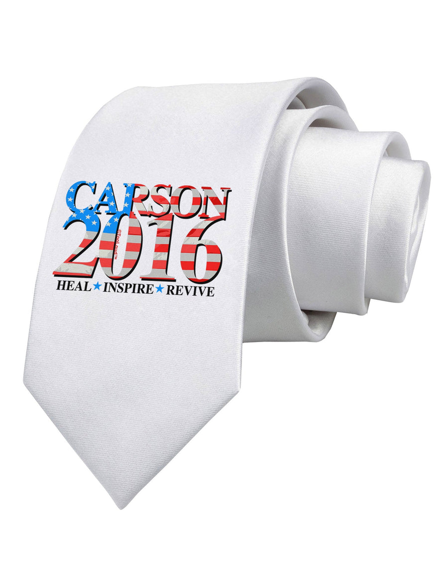 Carson Flag Slogan Printed White Necktie