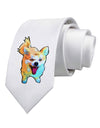 Cartoon Pomeranian Printed White Necktie