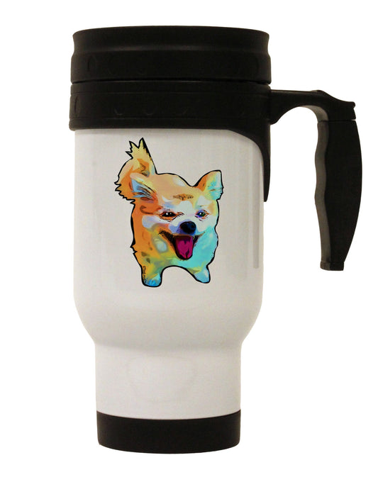 Cartoon Pomeranian Stainless Steel 14oz Travel Mug-Travel Mugs-TooLoud-White-Davson Sales