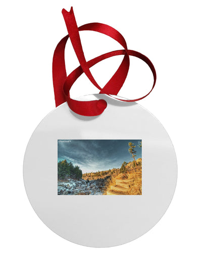 Castlewood Canyon Circular Metal Ornament-Ornament-TooLoud-White-Davson Sales