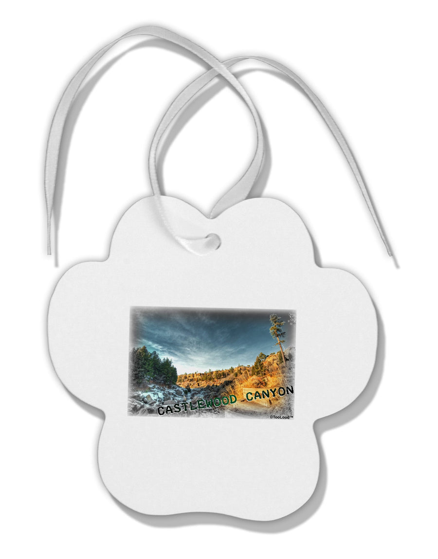 Castlewood Canyon Old Photo Paw Print Shaped Ornament-Ornament-TooLoud-White-Davson Sales