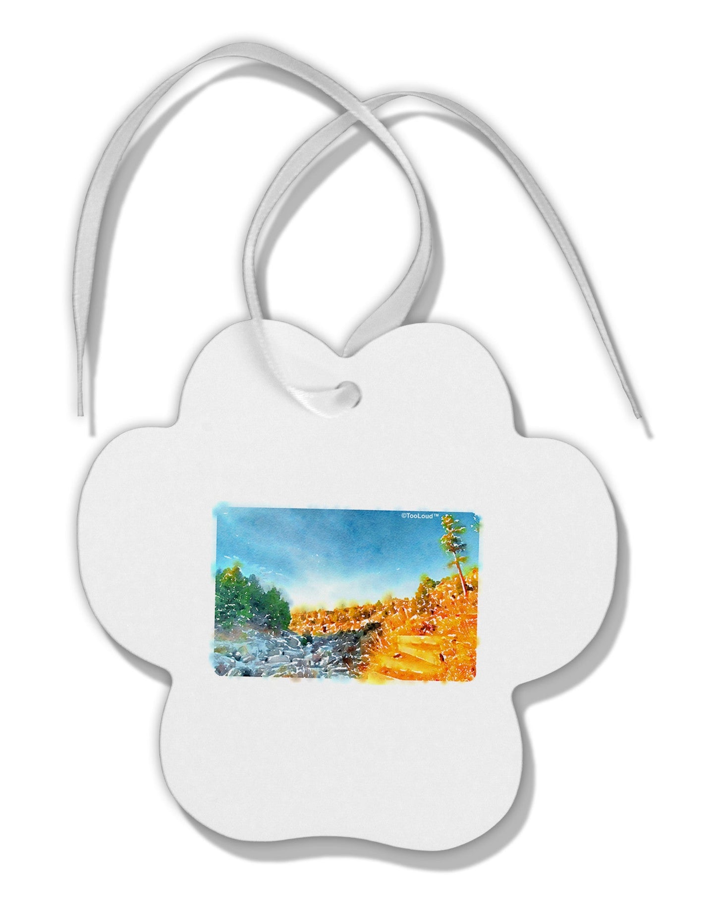 Castlewood Canyon Watercolor Paw Print Shaped Ornament-Ornament-TooLoud-White-Davson Sales