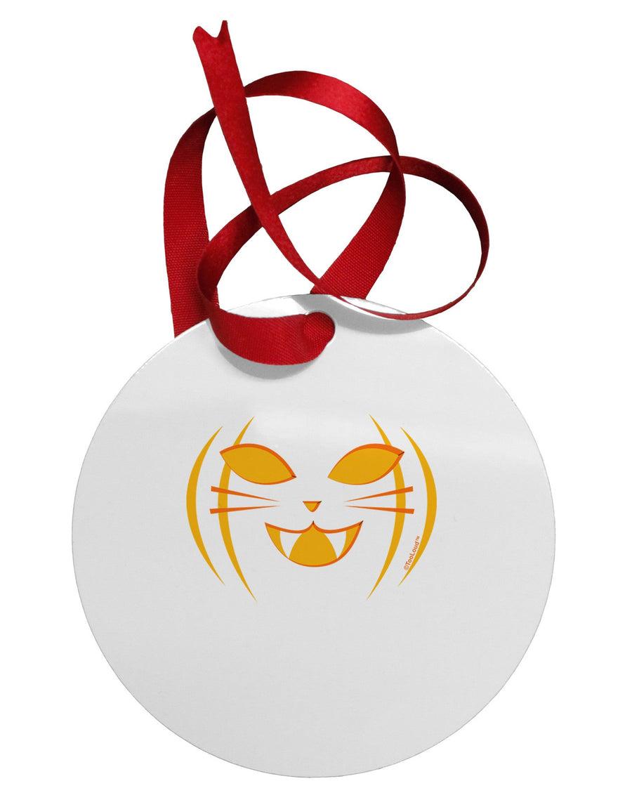 Cat-O-Lantern Circular Metal Ornament-Ornament-TooLoud-White-Davson Sales