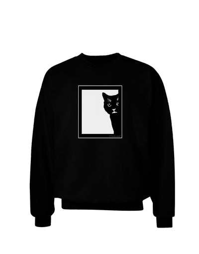 Cat Peeking Adult Dark Sweatshirt by TooLoud-Sweatshirts-TooLoud-Black-Small-Davson Sales