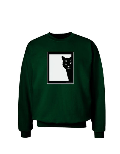 Cat Peeking Adult Dark Sweatshirt by TooLoud-Sweatshirts-TooLoud-Deep-Forest-Green-Small-Davson Sales