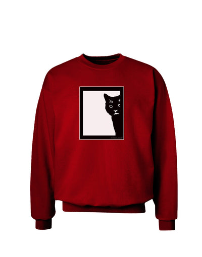 Cat Peeking Adult Dark Sweatshirt by TooLoud-Sweatshirts-TooLoud-Deep-Red-Small-Davson Sales