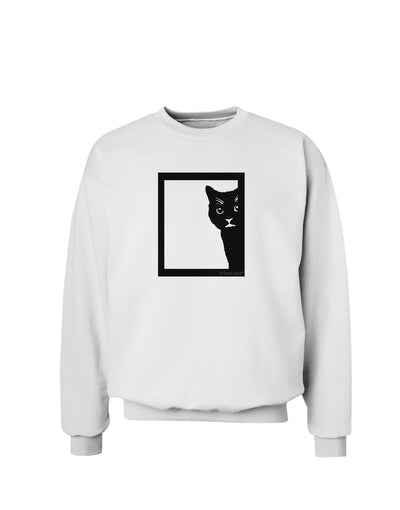 Cat Peeking Sweatshirt by TooLoud-Sweatshirts-TooLoud-White-Small-Davson Sales