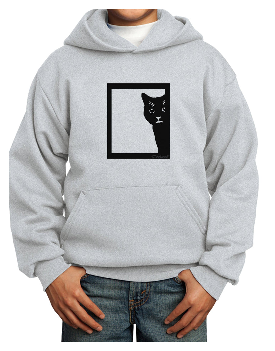 Cat Peeking Youth Hoodie Pullover Sweatshirt by TooLoud-Youth Hoodie-TooLoud-White-XS-Davson Sales