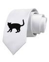 Cat Silhouette Design Printed White Necktie by TooLoud