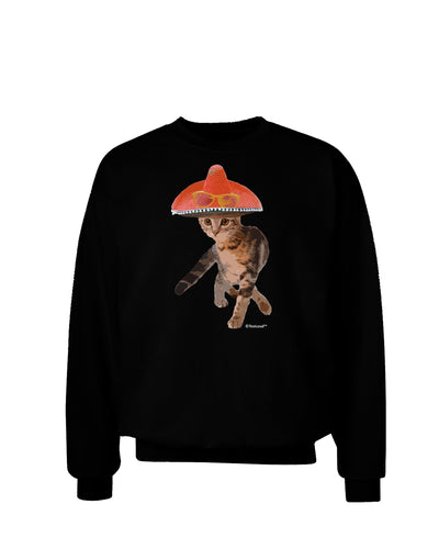 Cat with Pink Sombrero and Sunglasses Adult Dark Sweatshirt by TooLoud-Sweatshirts-TooLoud-Black-Small-Davson Sales