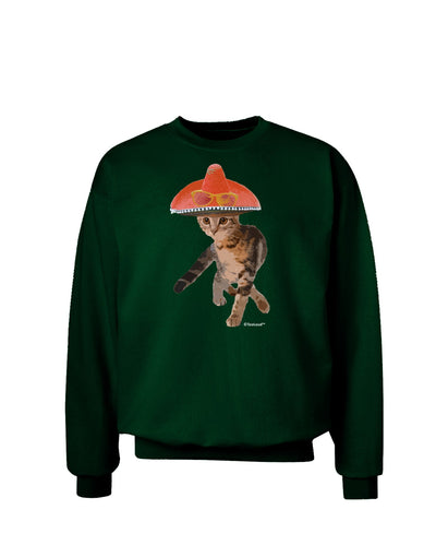 Cat with Pink Sombrero and Sunglasses Adult Dark Sweatshirt by TooLoud-Sweatshirts-TooLoud-Deep-Forest-Green-Small-Davson Sales