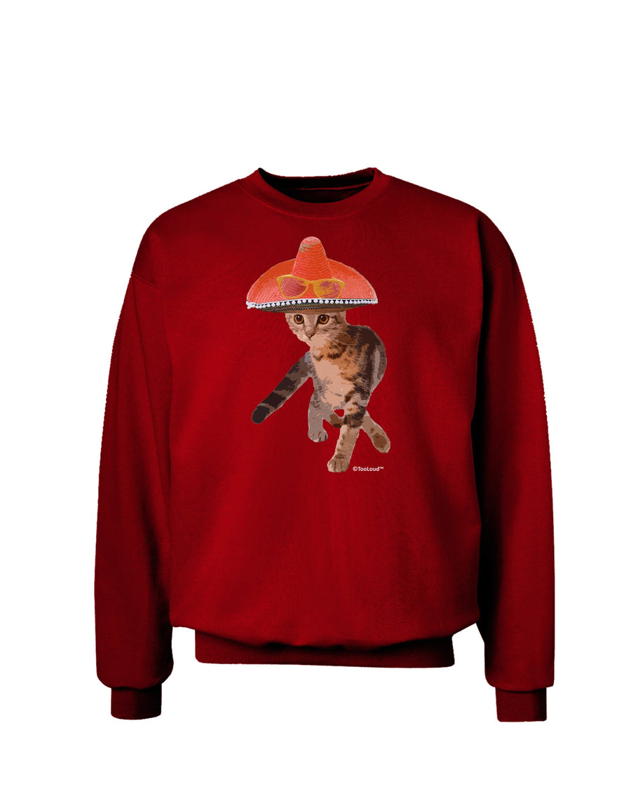 Cat with Pink Sombrero and Sunglasses Adult Dark Sweatshirt by TooLoud-Sweatshirts-TooLoud-Black-Small-Davson Sales