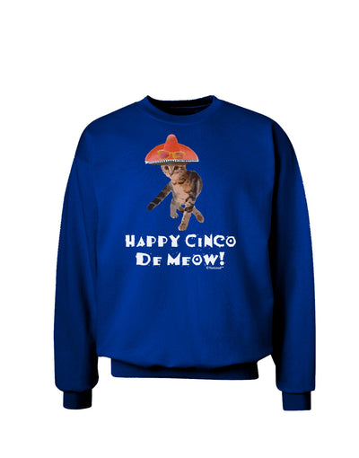 Cat with Pink Sombrero - Happy Cinco de Meow Adult Dark Sweatshirt by TooLoud-Sweatshirts-TooLoud-Deep-Royal-Blue-Small-Davson Sales