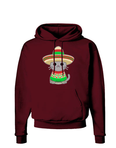 Cat with Sombrero and Poncho Dark Hoodie Sweatshirt by TooLoud-Hoodie-TooLoud-Maroon-Small-Davson Sales