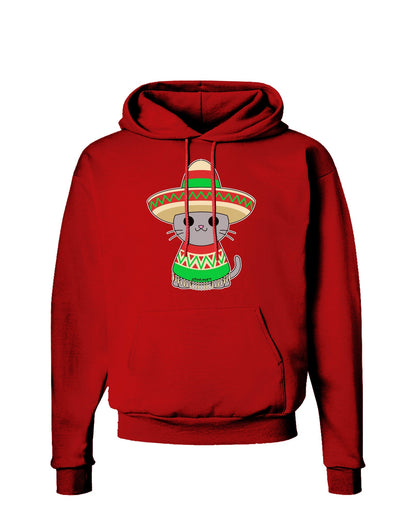 Cat with Sombrero and Poncho Dark Hoodie Sweatshirt by TooLoud-Hoodie-TooLoud-Red-Small-Davson Sales