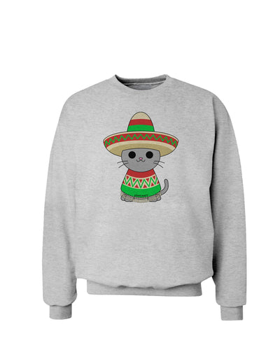 Cat with Sombrero and Poncho Sweatshirt by TooLoud-Sweatshirts-TooLoud-AshGray-Small-Davson Sales