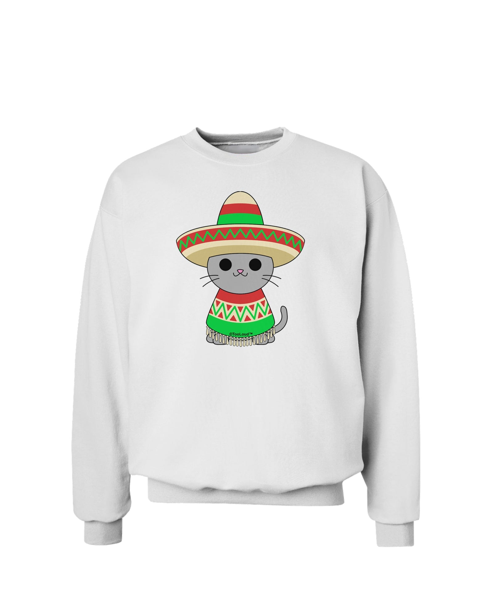 Cat with Sombrero and Poncho Sweatshirt by TooLoud-Sweatshirts-TooLoud-White-Small-Davson Sales