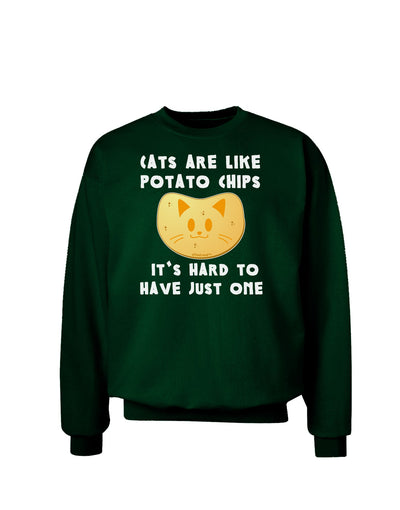 Cats Are Like Potato Chips Adult Dark Sweatshirt-Sweatshirt-TooLoud-Deep-Forest-Green-Small-Davson Sales