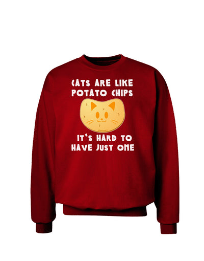 Cats Are Like Potato Chips Adult Dark Sweatshirt-Sweatshirt-TooLoud-Deep-Red-Small-Davson Sales