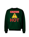 Caution Hot Chili Pepper Sign Adult Dark Sweatshirt-Sweatshirt-TooLoud-Deep-Forest-Green-Small-Davson Sales