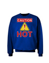 Caution Hot Chili Pepper Sign Adult Dark Sweatshirt-Sweatshirt-TooLoud-Deep-Royal-Blue-Small-Davson Sales