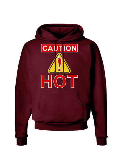 Caution Hot Chili Pepper Sign Dark Hoodie Sweatshirt-Hoodie-TooLoud-Maroon-Small-Davson Sales