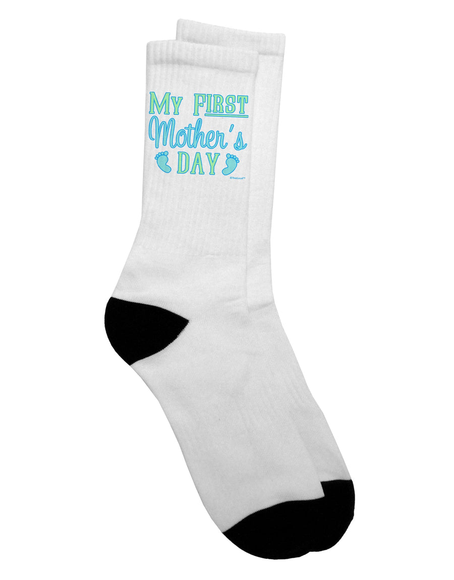 Celebrate Your First Mother's Day with Baby Feet Blue Adult Crew Socks - TooLoud-Socks-TooLoud-White-Ladies-4-6-Davson Sales