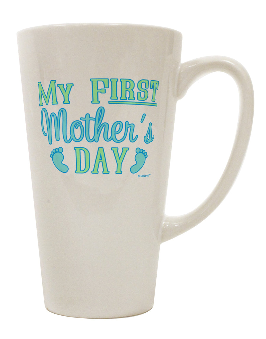 Celebrate Your First Mother's Day with Elegance - Baby Feet - Blue 16 Ounce Conical Latte Coffee Mug by TooLoud-Conical Latte Mug-TooLoud-White-Davson Sales