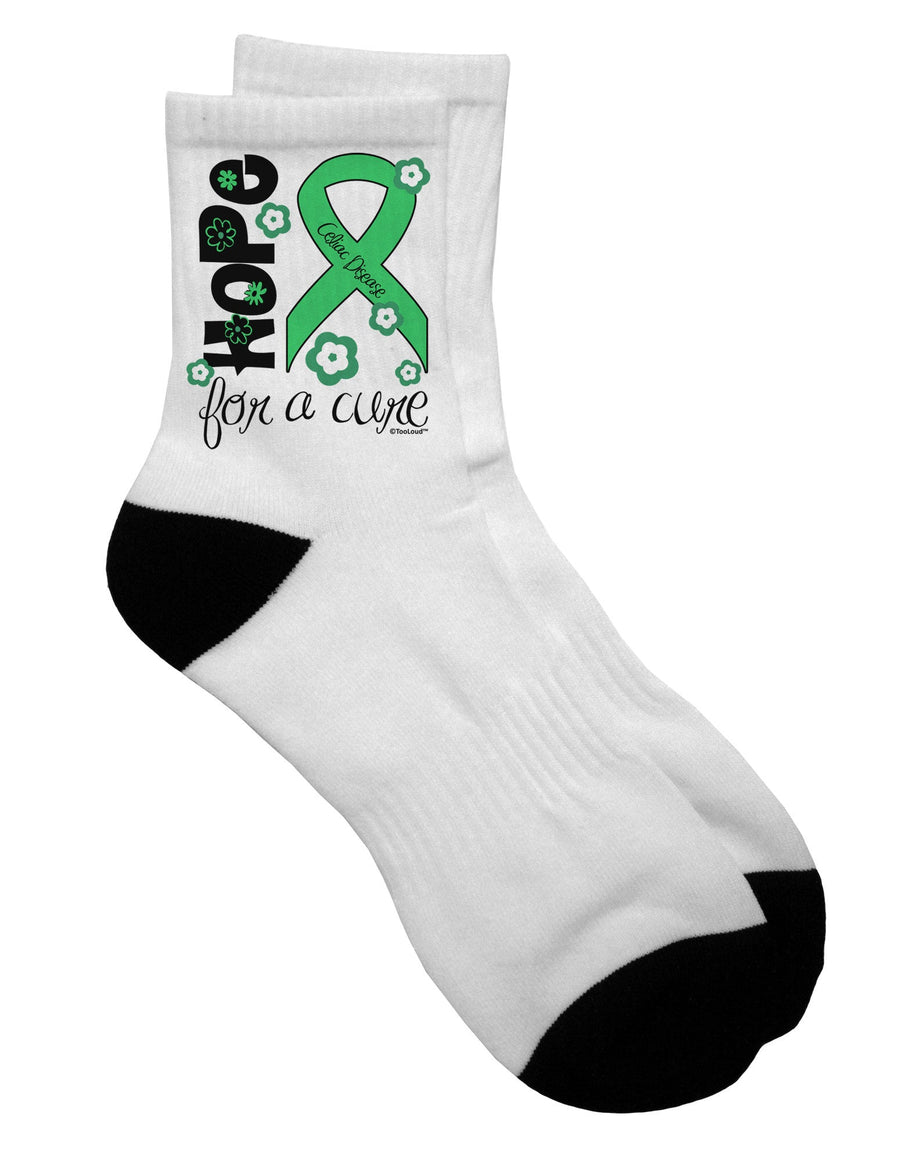 Celiac Disease Awareness Collection - Light Green Ribbon Hope for a Cure - Flowers Adult Short Socks - TooLoud-Socks-TooLoud-White-Ladies-4-6-Davson Sales