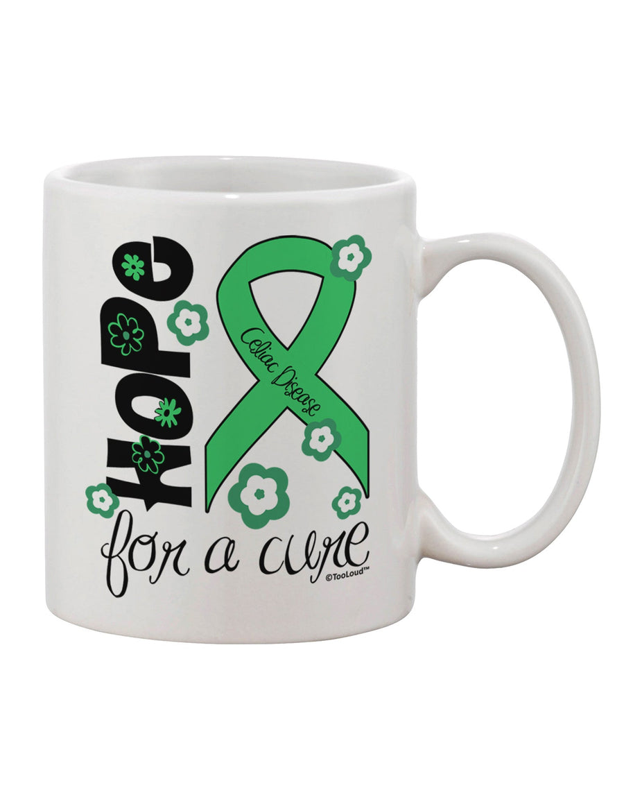 Celiac Disease Awareness - Light Green Ribbon and Flowers Printed 11 oz Coffee Mug - TooLoud