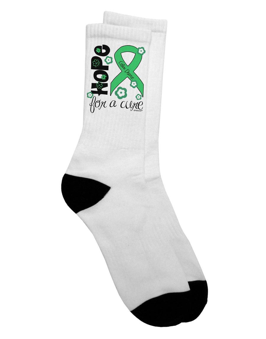 Celiac Disease Awareness - Light Green Ribbon Hope for a Cure - Flowers Adult Crew Socks - TooLoud-Socks-TooLoud-White-Ladies-4-6-Davson Sales