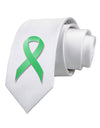 Celiac Disease Awareness Ribbon - Light Green Printed White Necktie