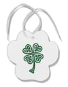 Celtic Knot 4 Leaf Clover St Patricks Paw Print Shaped Ornament-Ornament-TooLoud-White-Davson Sales