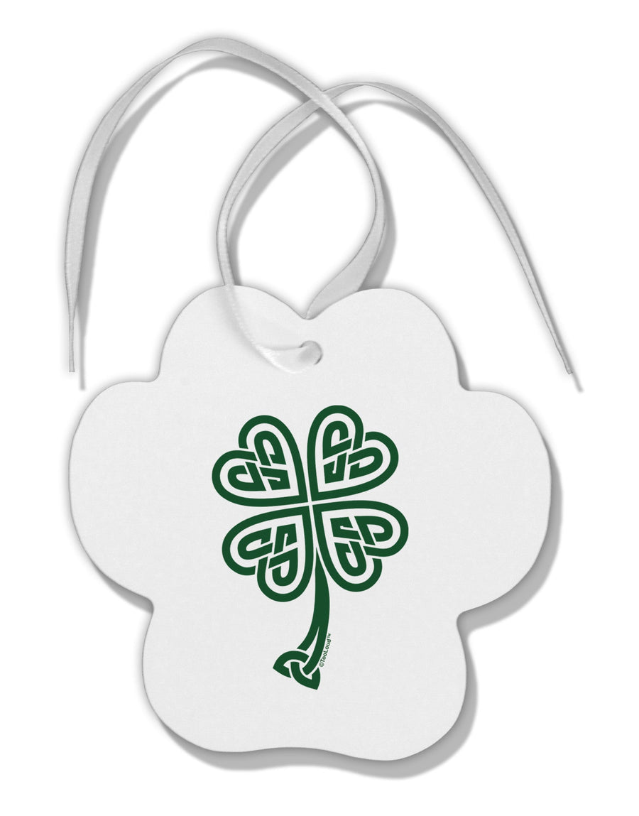 Celtic Knot 4 Leaf Clover St Patricks Paw Print Shaped Ornament-Ornament-TooLoud-White-Davson Sales