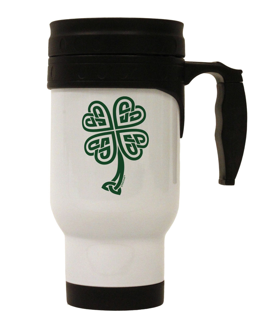 Celtic Knot 4 Leaf Clover St Patricks Stainless Steel 14oz Travel Mug-Travel Mugs-TooLoud-White-Davson Sales