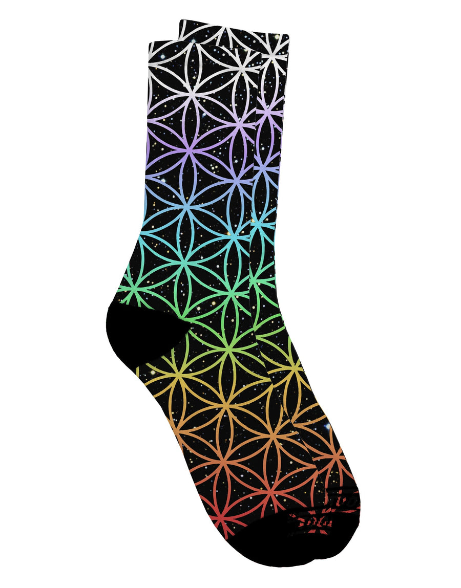Chakra Colors Flower of Life Adult Crew Socks - Enhance Your Style with Vibrant Patterns-Socks-TooLoud-Chakra-Ladies-4-6-Davson Sales